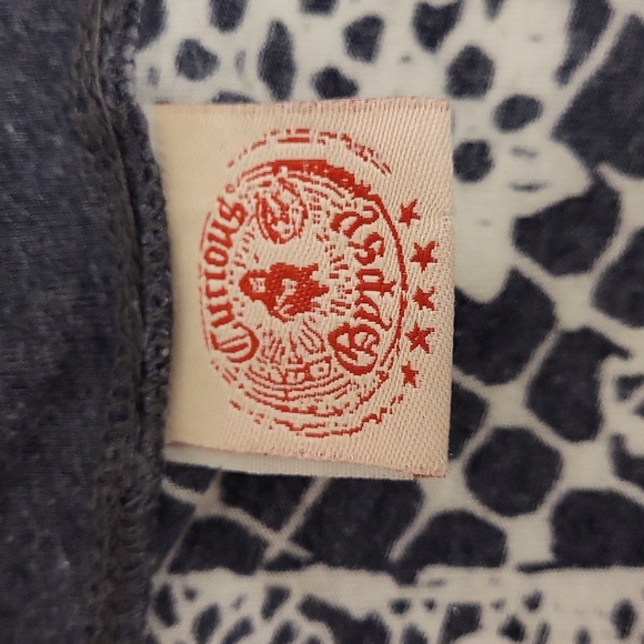 Curious Gypsy Short Sleeve T-Shirt Sheer Boho Hippie Grey White Women'sM - Picture 12 of 13